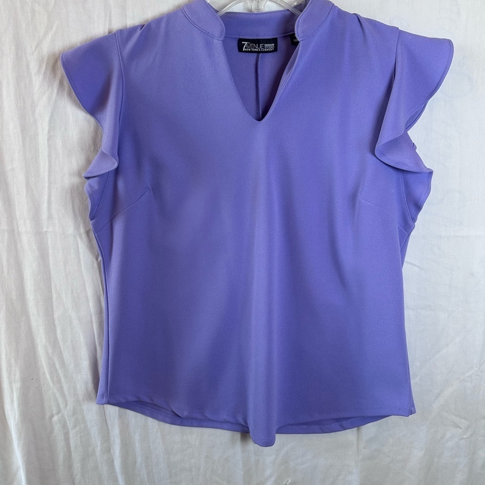 7th Avenue Split-Neck Ruffle Top Sz M